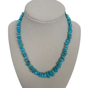 Diorita Natural Turquoise Nugget Necklace 925 Sterling Silver Southwestern Boho